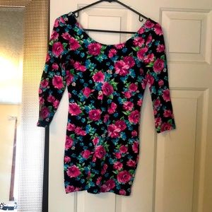 Black floral bodycon dress